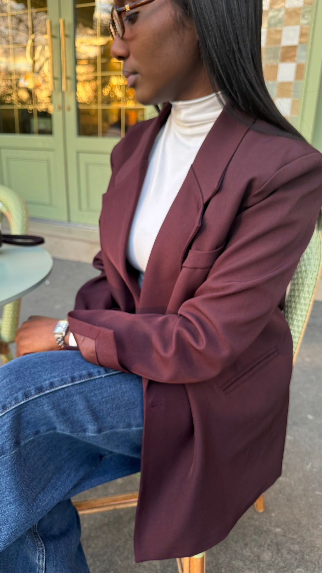 Blazer droit oversize – Bordeaux