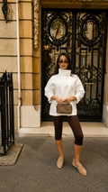 Chemise col montant en popeline blanche